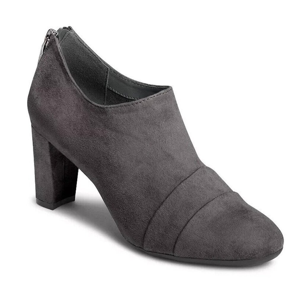 A2 by Aerosoles Sixth Avenue Booties Gray Suede Ankle Zip 10 M NEW